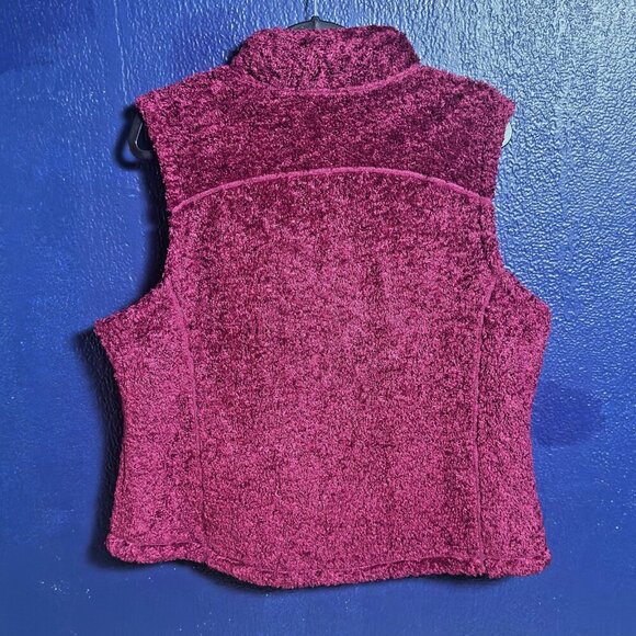 L.L. Bean Vest Full Zip Plush Burgundy Women's Size XL Zippered Pockets Casual - Picture 4 of 11